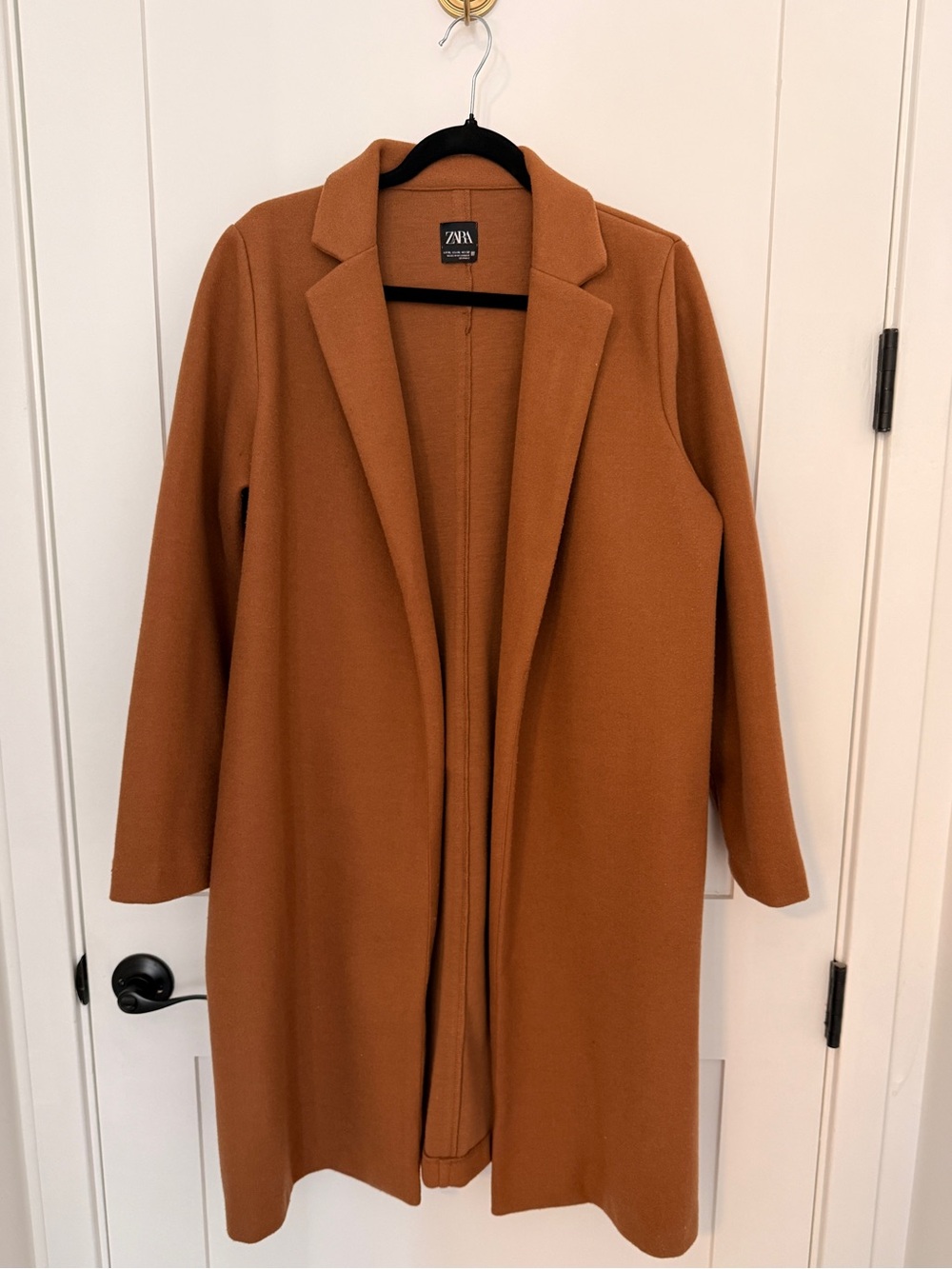 Zara Women's Camel Rust Open-Front Trench Coat